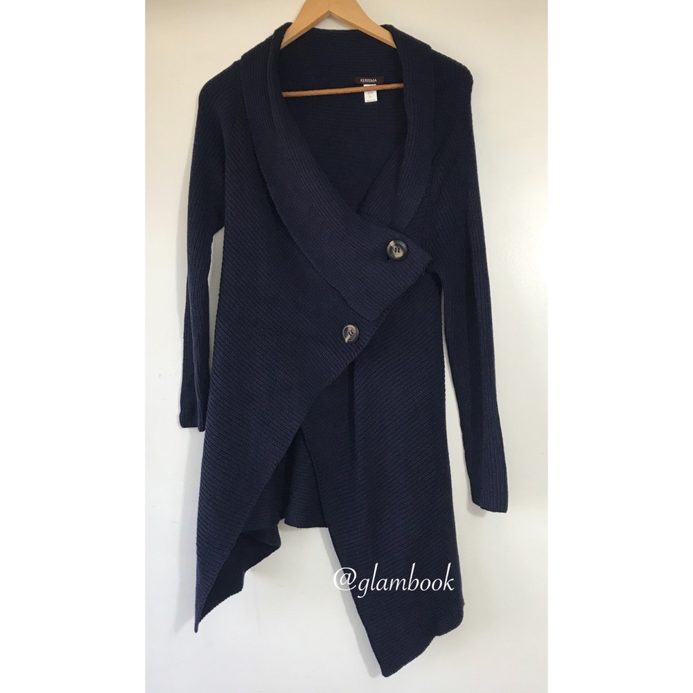 Blue Long Cardigan Sweater